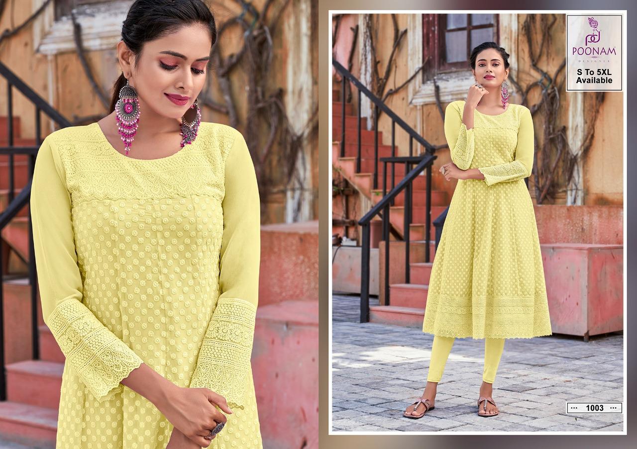 Poonam Rangrez Ethnic Wear Georgette Designer Kurti Collection
