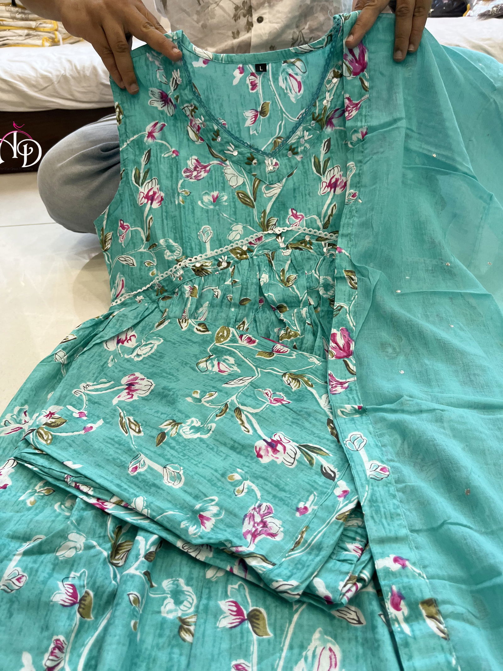 Akshar Designer Alia Cut Pure Cotton Top With Bottom Dupatta Wholesalers in Delhi