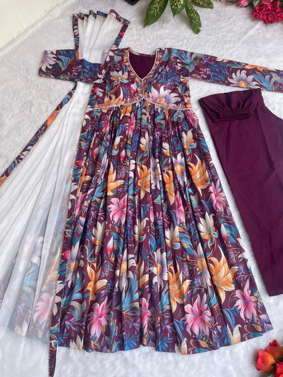307 Shravya Designer Alia Cut Kurti With Bottom Dupatta Catalog