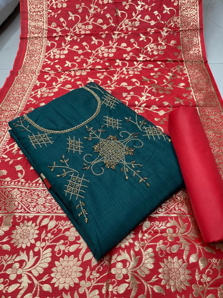 Designer Handowork Suits 6002 Latest Fancy Designer Heavy Casual Wear Slab Cotton Dress Material Collection
