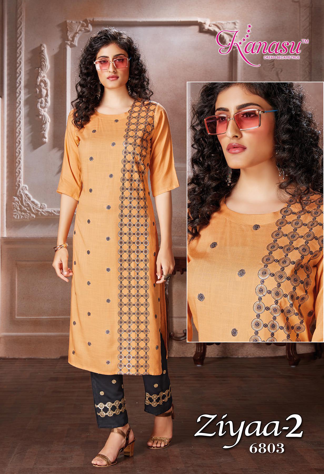Kanasu Ziyaa 2 New Regular Wear Rayon Kurti With Pant Collection