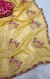 1296 Beautiful Designer Gold Crush Silk Embroidery Saree Suppliers In India
