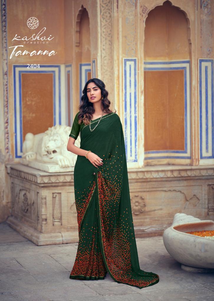 Kashvi Tamanna Silk Latest Fancy Designer Casual Wear Printed Weightless With Border Saree Collection
