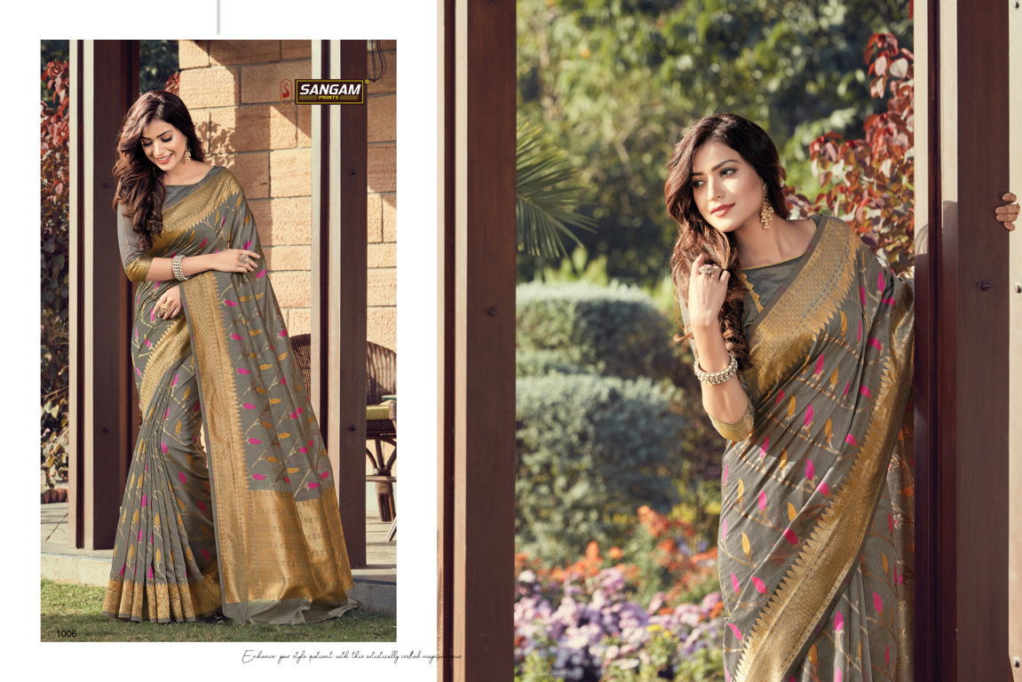 Sangam Ananya Printed Designer Cotton Handloom Sarees Collection
