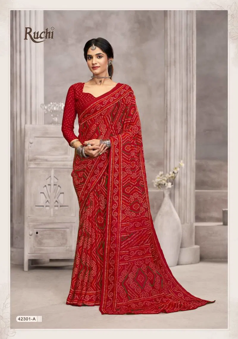 Star Chiffon 194 By Ruchi Printed Chiffon Saree Wholesale Price In Surat