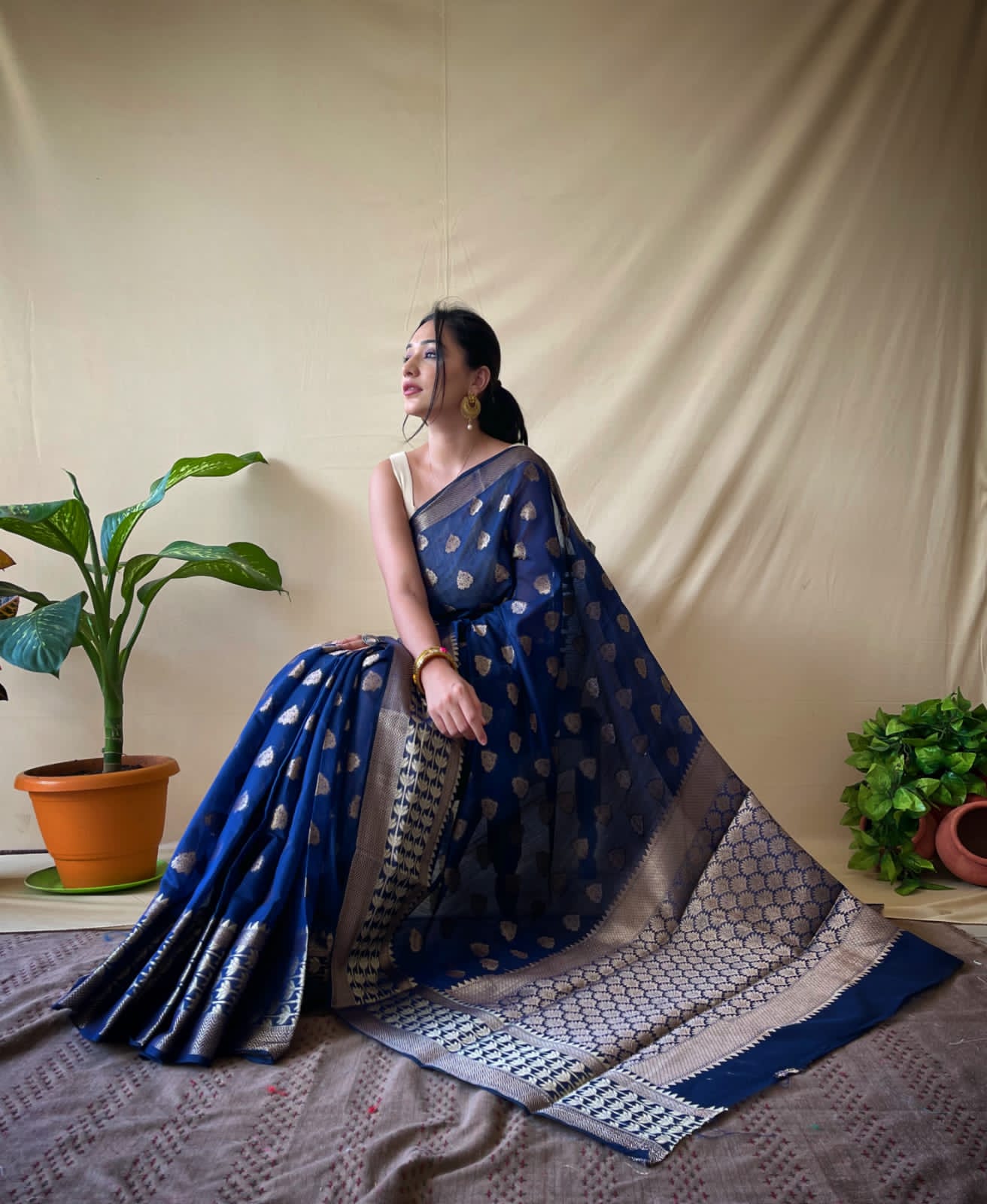 Bt 55 Festive Wear Designer Fancy Weaving Soft Cotton Saree Collection
