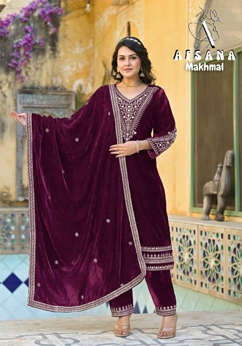 Makhmal By Afsana Velvet With Cording Work Readymade Wholesale Suppliers In Mumbai