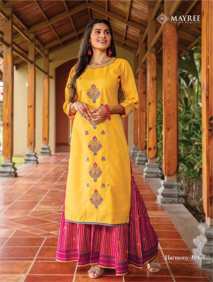 Mayree Harmony Ethnic Wear Maslin Printed Kurti With Bottom Collection