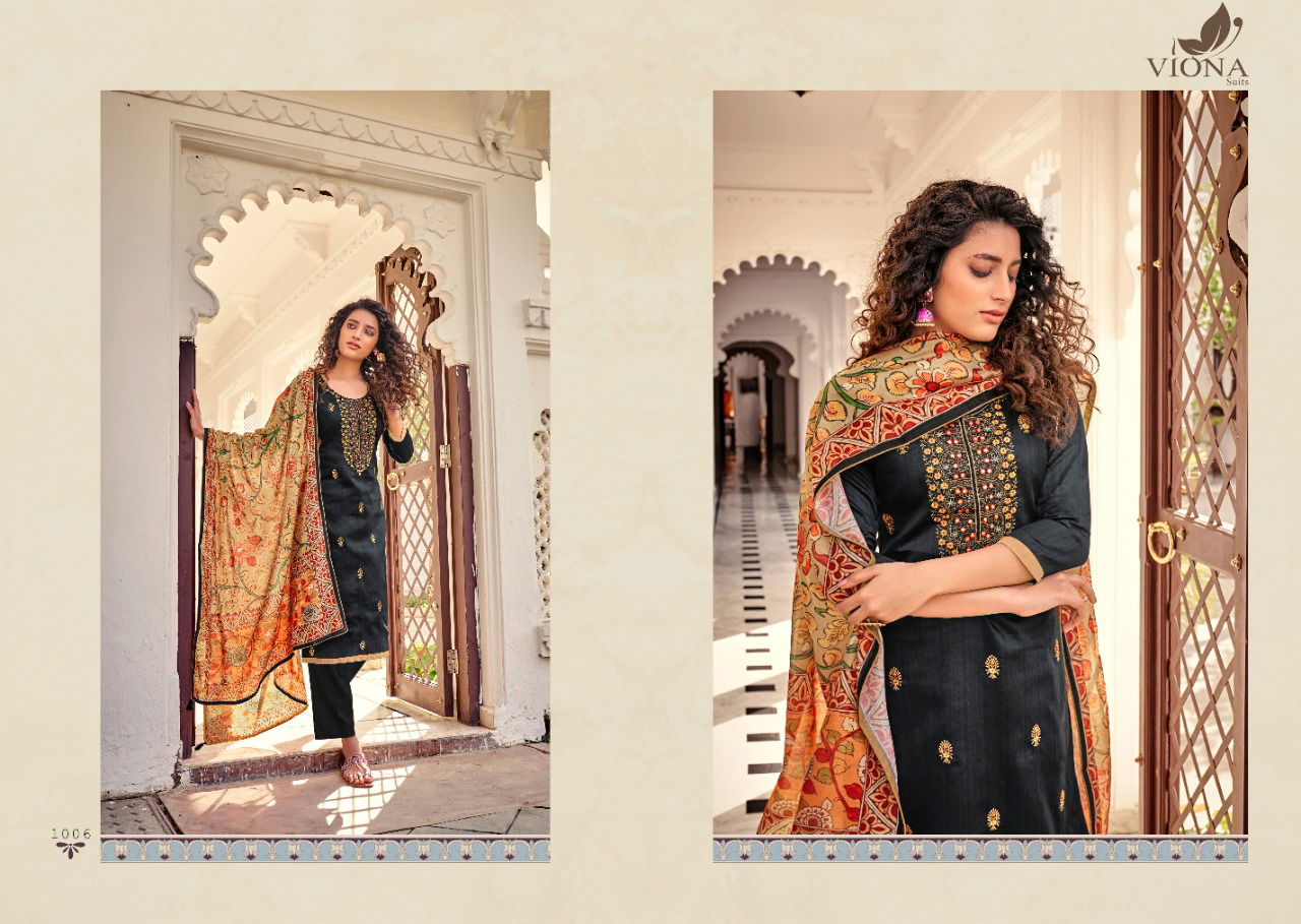 VIONA AAFIA Latest Fancy Casual Wear Cotton Jam Stain Negative Printed With Heavy Embroidery Work Salwar Suit Collection