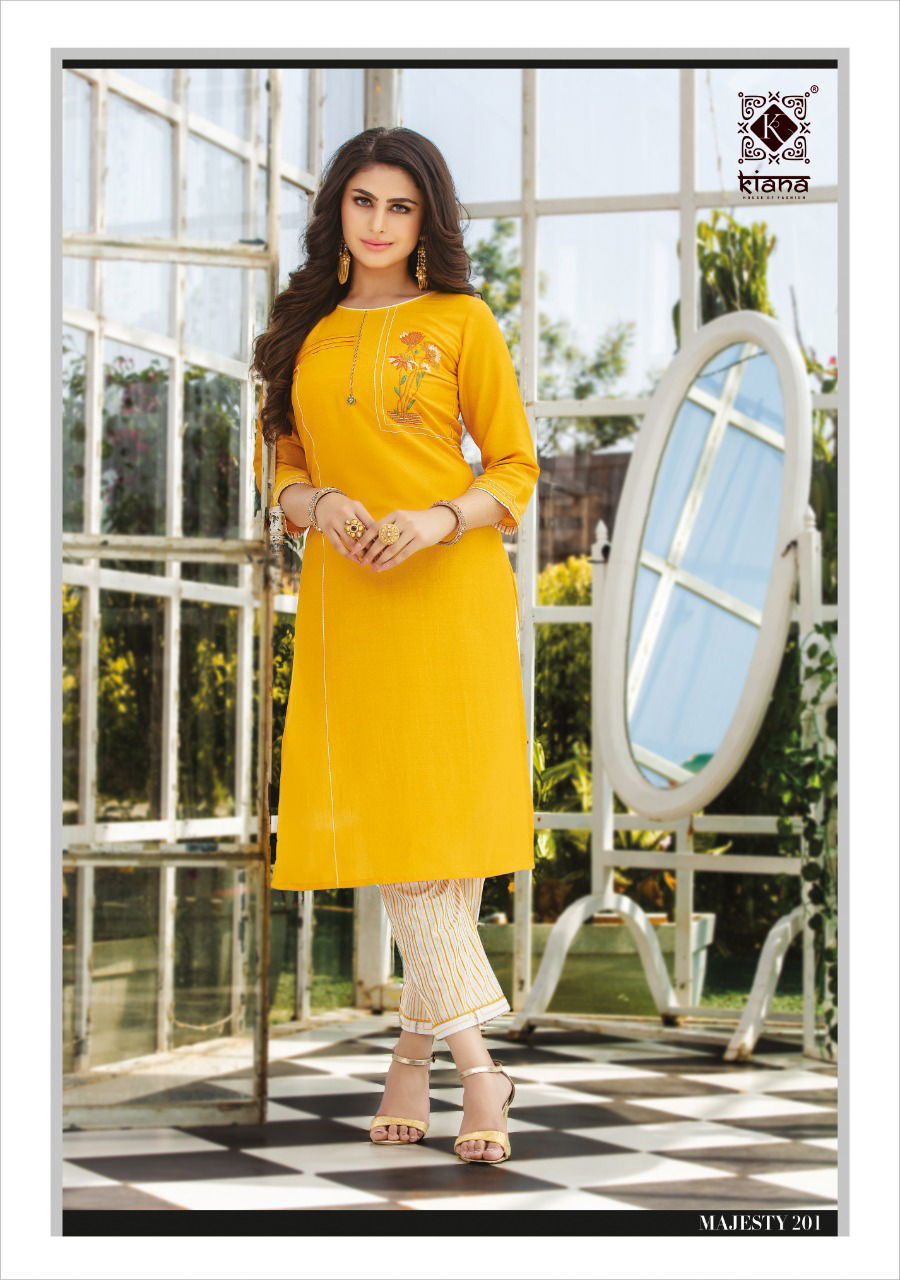 Kiana Majesty Viscose Latesty fancy Designer Ethnic Wear Viscose Kurti With Bottom Collection
