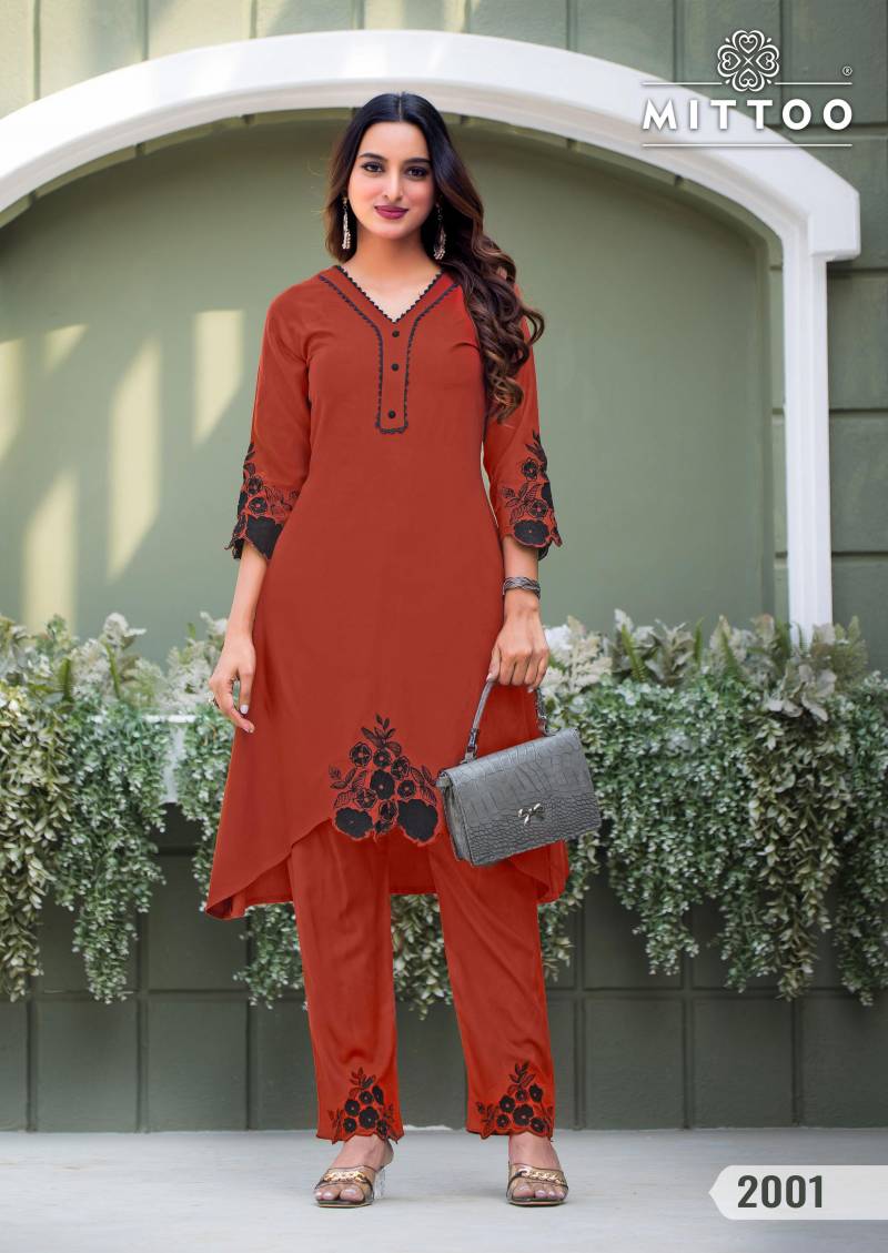 Shikha By Mittoo Rayon Fancy Co Ord Set Top With Bottom Orders In India