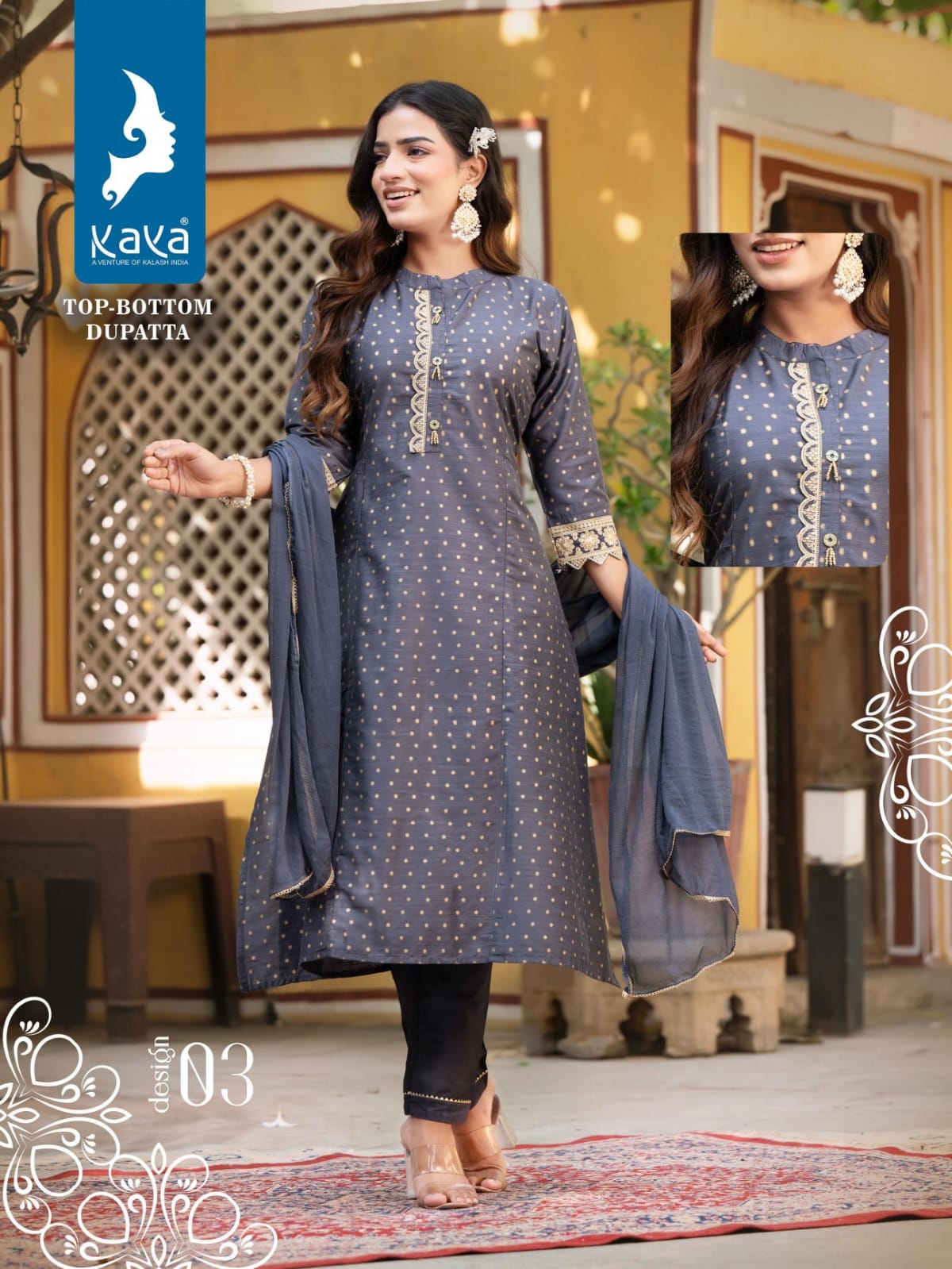 Aadhya By Kaya Long Silk Kurti With Bottom Dupatta Catalog
