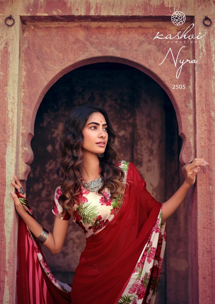 KASHVI NYRA Latest Fancy Festive Wear Weightless Satin Patta With Satin Blouse Saree Collection