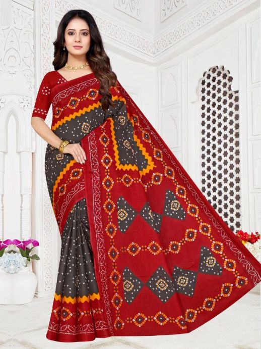 Smc Golden Bandhani Cotton Printed Regular Wear Designer Saree Collection