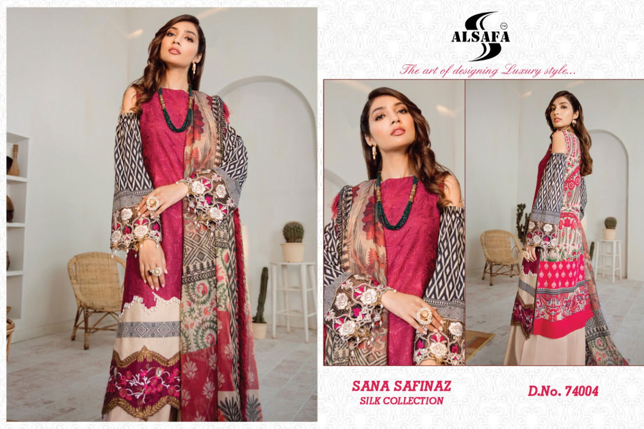 Alsafa Sana Safinaz Latest Designer Printed Karachi Silk Dress Material Collection 