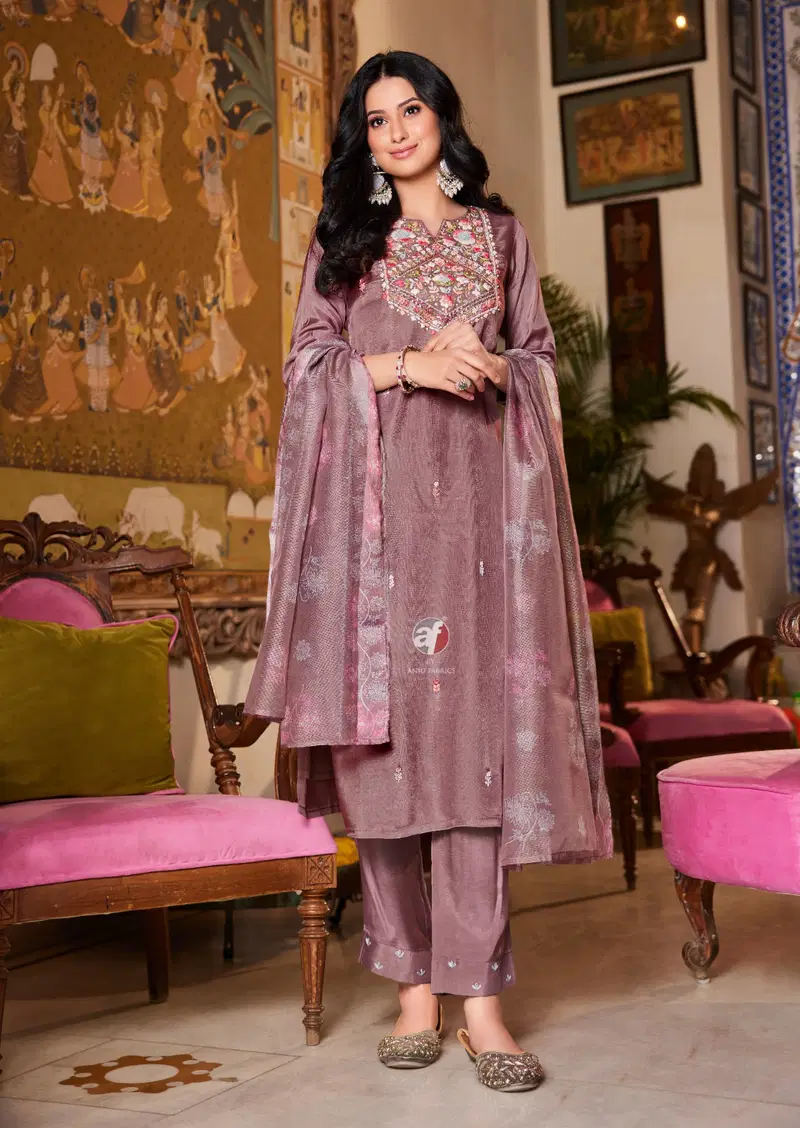 Golden Meadows Vol 4 By Af Muslin Designer Readymade Suits Exporters In India