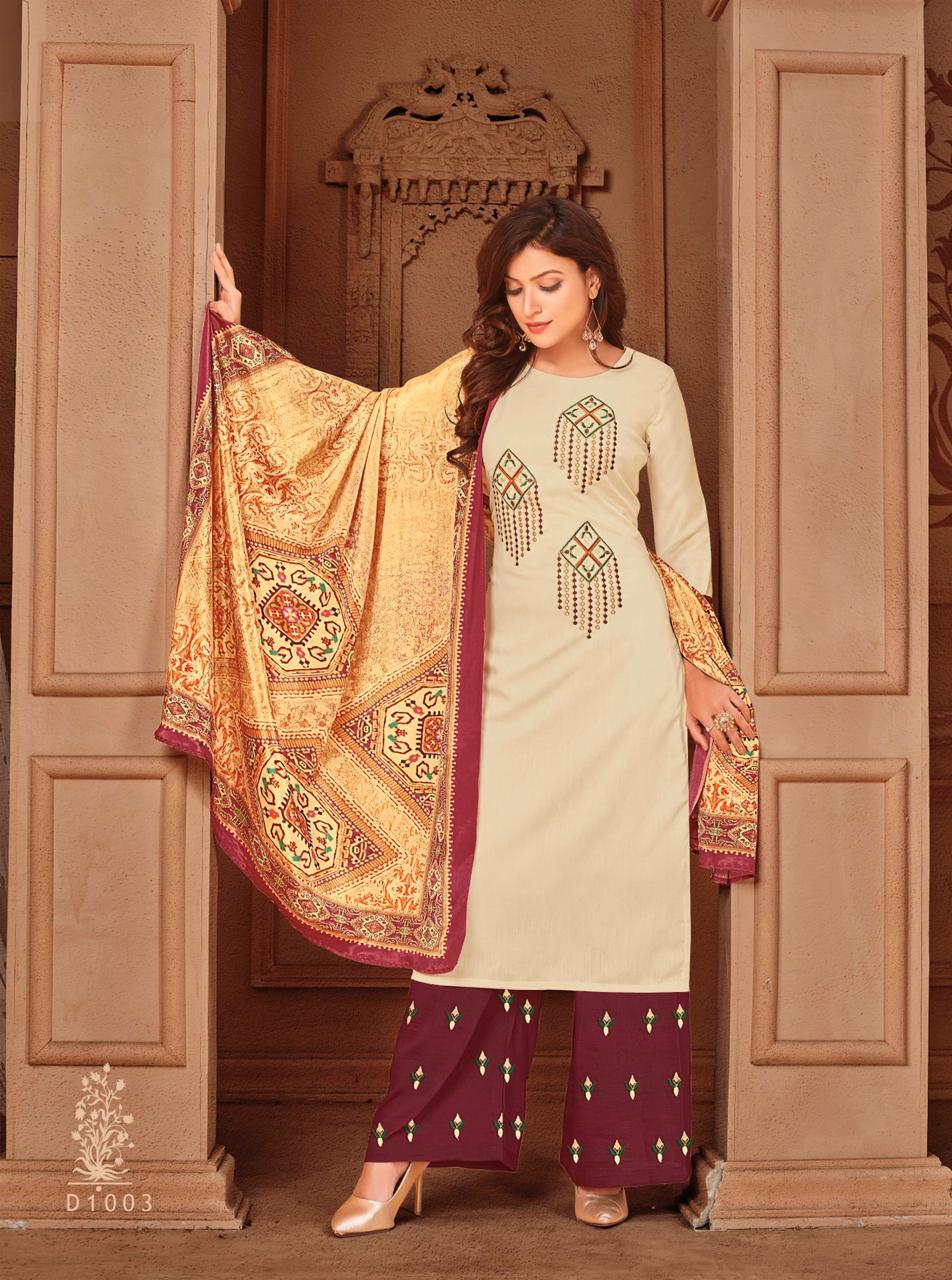 Surili Rijiya Latest Chinon Slub With Full Inner Casual Wear Readymade Plazzo Suit Collection