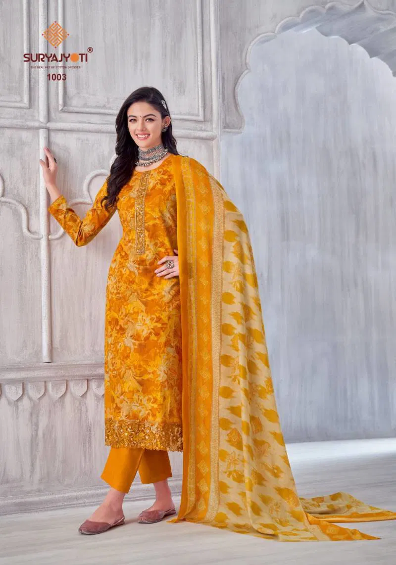 Kia Vol 1 by Suryajyoti Lawn Foil Printed Dress Material Exporters In India