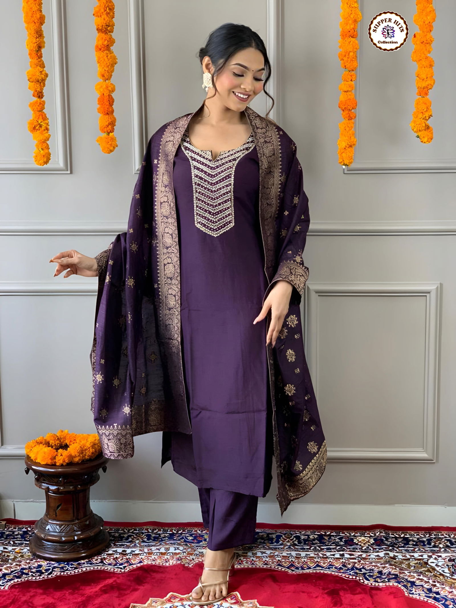 KF 5016 Kalaai Viscose Chanderi Kurti With Bottom Dupatta Suppliers In India