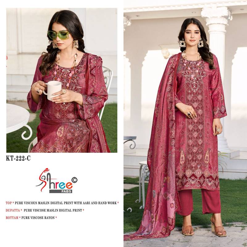 Kt 222 by Shree Viscose Maslin Digital Printed Salwar Suits Bulk Orders In India