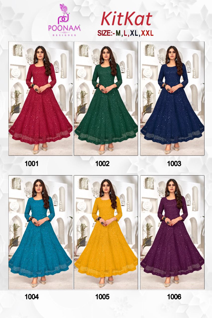 Poonam Kitkat New Exclusive Wear Rayon Anarkali Kurti Collection