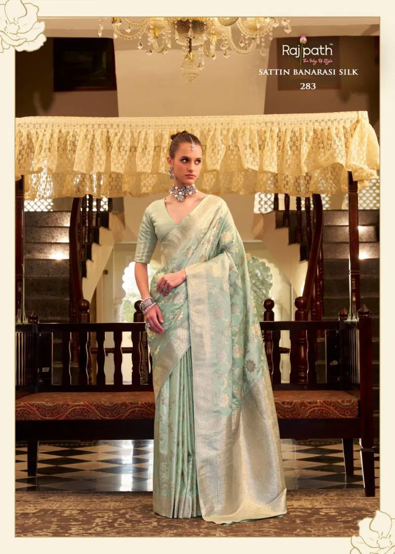 Rajpath Shella Silver Soft Satin Silk Fancy Saree Wholesale Price In Surat