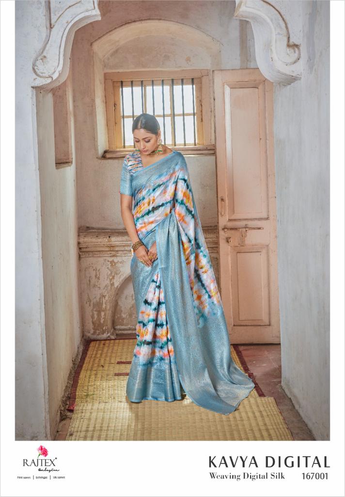 Rajtex Kavya Latest Fancy Festive Wear waeving Digital Printed Silk Sarees Collection
