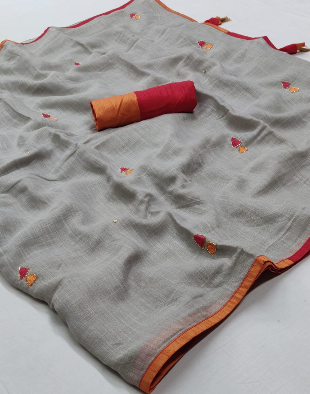 Lt Vani Latest Pure Linen embroidery Work Casual Wear Saree Collection