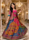 St D No 153 Chinon Silk Digital Printed Kids Lehenga Choli With Koti