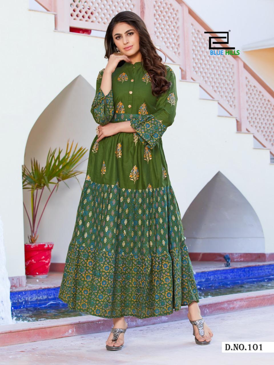 Blue Hills Gulabo 1 Latest Designer Fancy Festive Wear Cotton Printed Long Kurtis Collection

