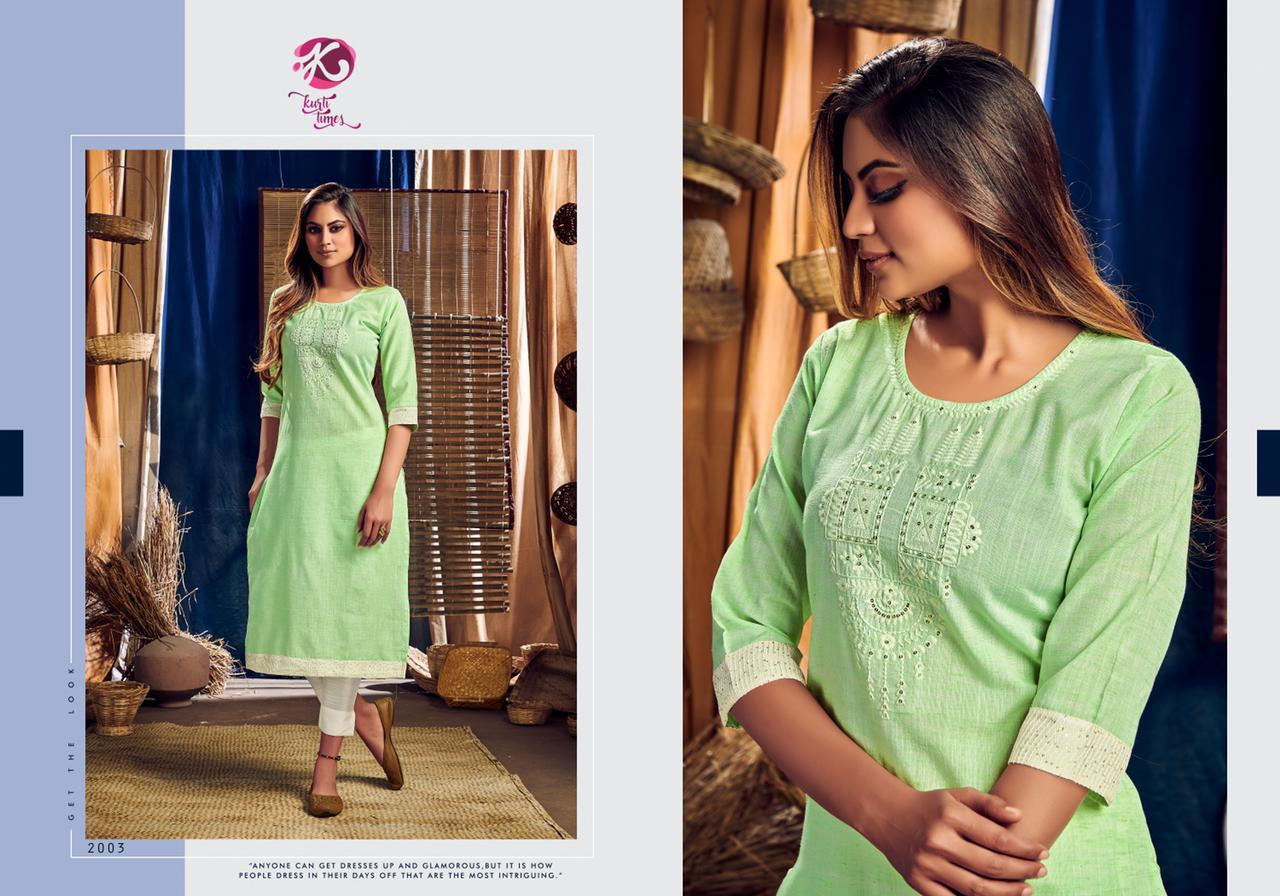 KURTI TIMES  POETRY Latest Fancy Casual Wear Designer Cotton Embroidery Work Kurtis Collection