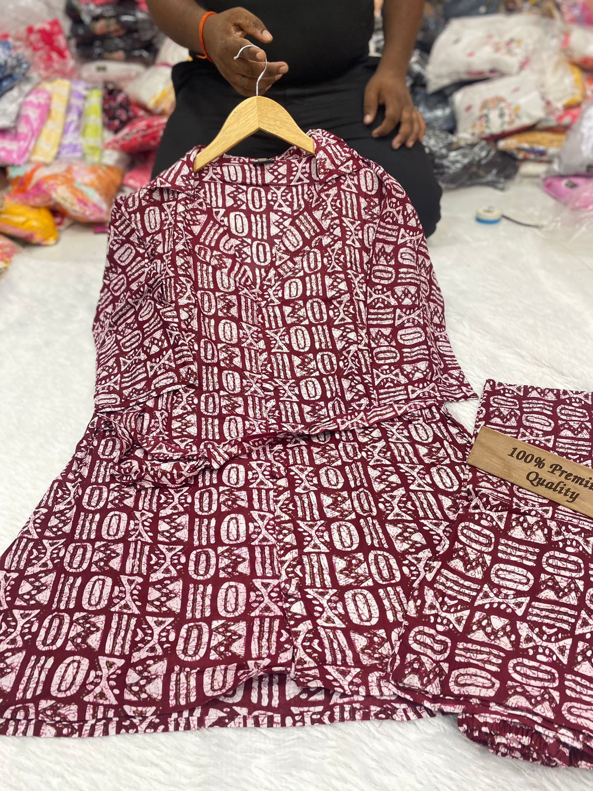 Strawberry Cord Set Printed Kurti With Bottom Catalog