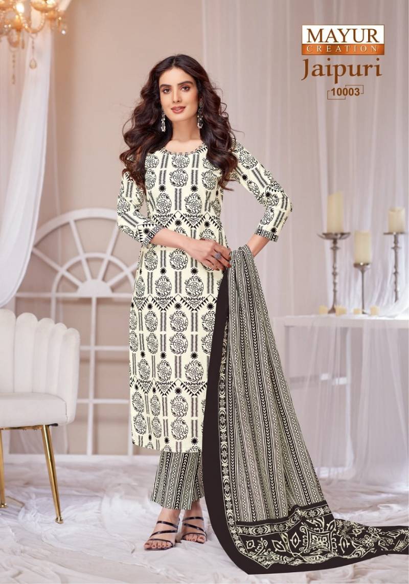 Jaipuri Vol 10 By Mayur Cotton Printed Stylish Dress Material Wholesale Online