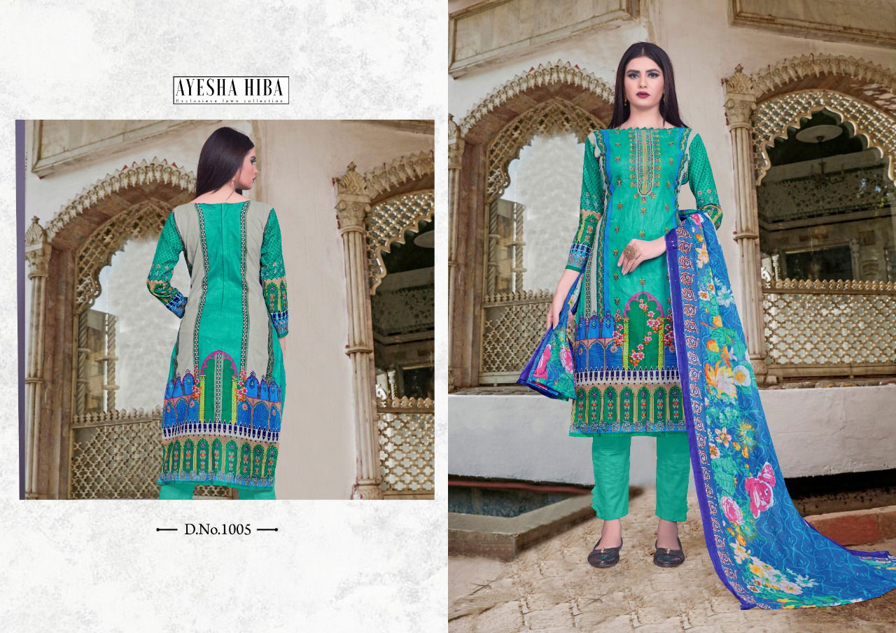 Ayesha Hiba Latest Fancy Designer Casual Wear Lawn Cotton Karachi Dress Materials Collection
