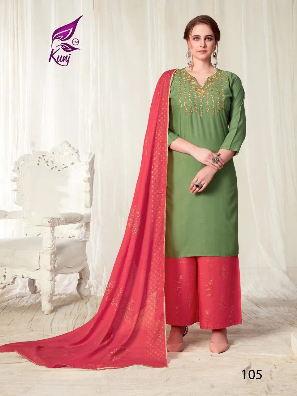 Kunj Kainaat Vol 01 Latest Exclusive Festive Wear Designer Ready Made Plazzo Suit Collection 
