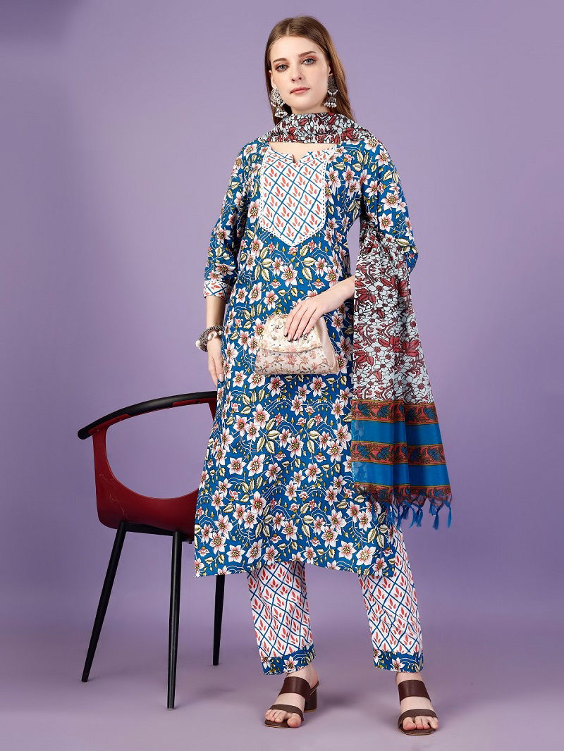 Shubh 25 Flower Printed Kurti With Bottom Dupatta Wholesale Clothing Suppliers In India
