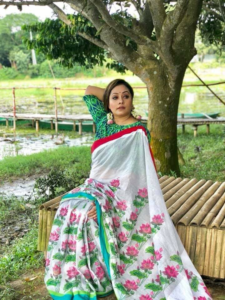 Mg 211 Linen Digital Print Designer Saree catalog