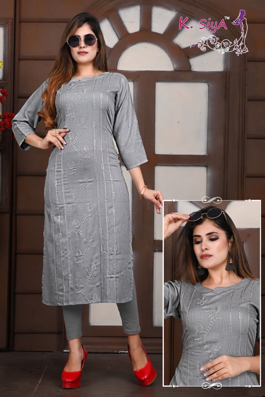 K Siya Purva Fancy Party Wear Rayon Printed Kurti Collection