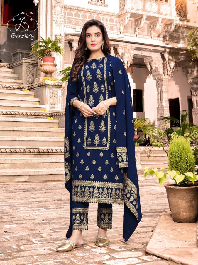 Banwery Parishi Latest Festival Wear Rayon Printed Designer Ready Made Suit Collection
