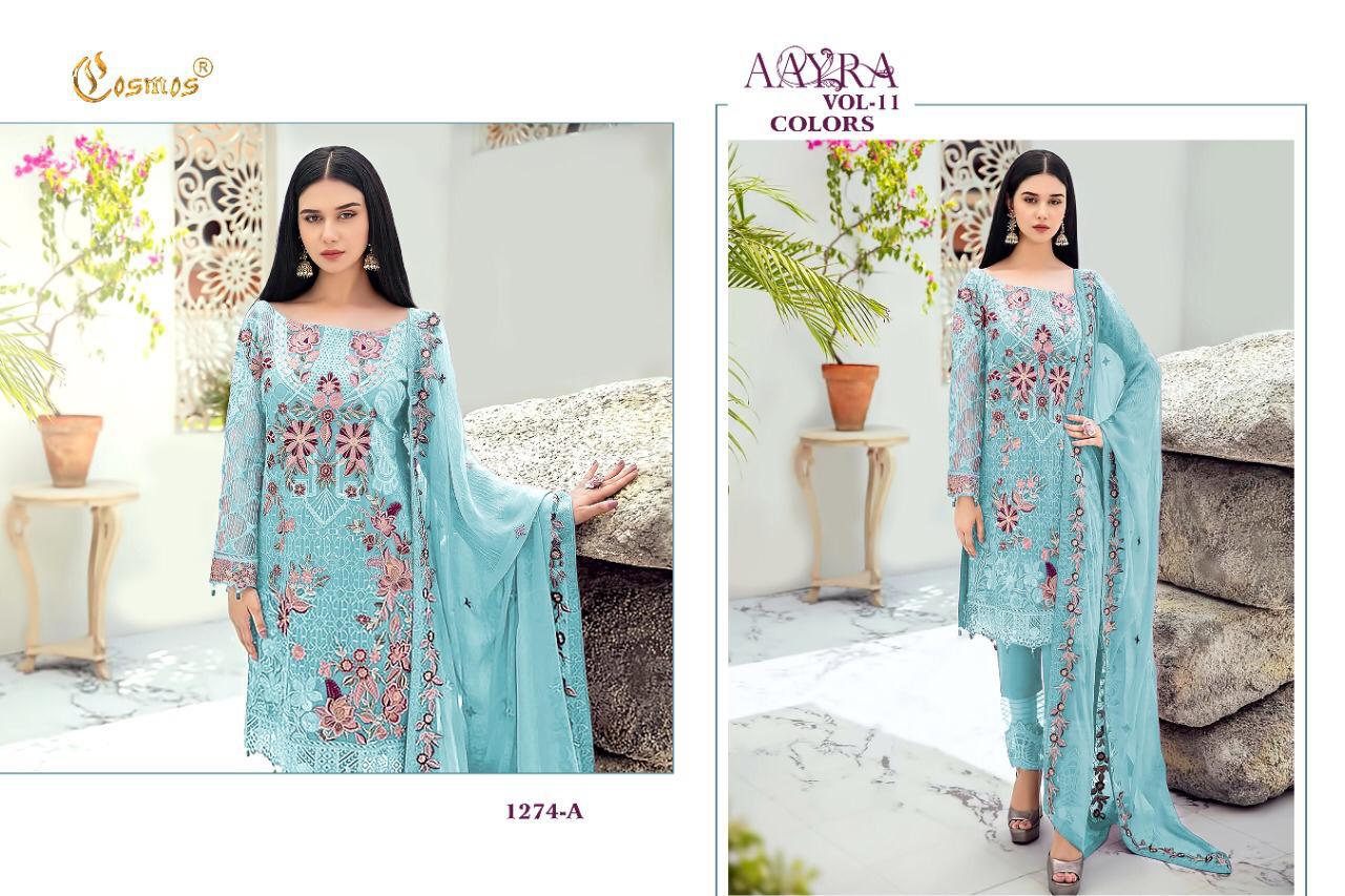 Cosmos Aayra 11 Colors Pakistani Wear Georgette Salwar Kameez Collection
