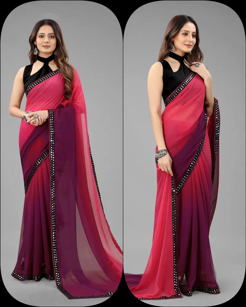 Aab Georgette Two Shaded Sequence Wholesale Saree in India
