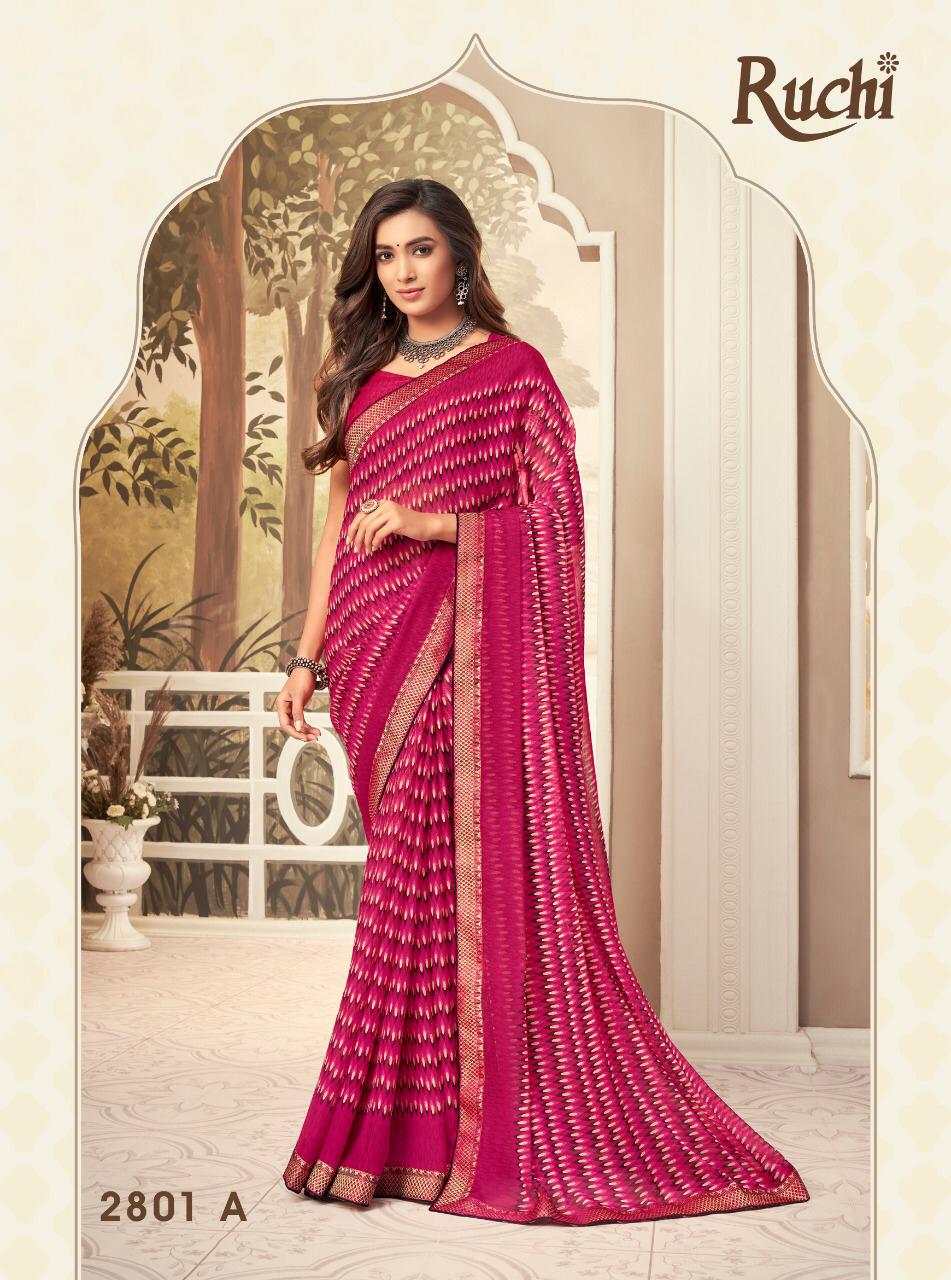 RUCHI BAHAAR Chiffon Satin Border Less Designer Daily Wear Printed Sarees Collections