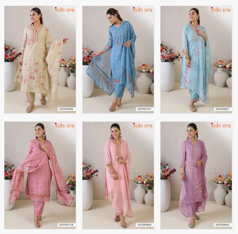 Indo Era 2565 Organza Embroidered Kurti Bottom With Dupatta Suppliers In India
