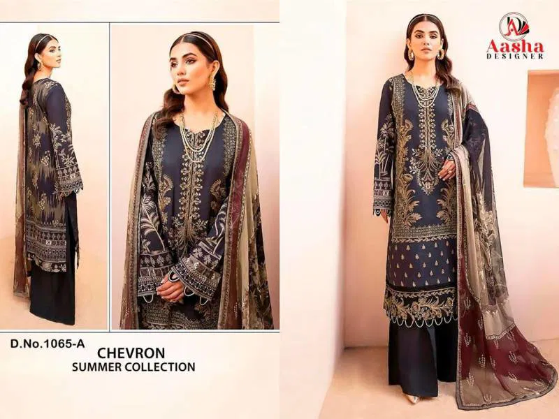 Aasha 1065 A To E Chiffon Dupatta Pakistani Salwar Suit Bulk Orders In India