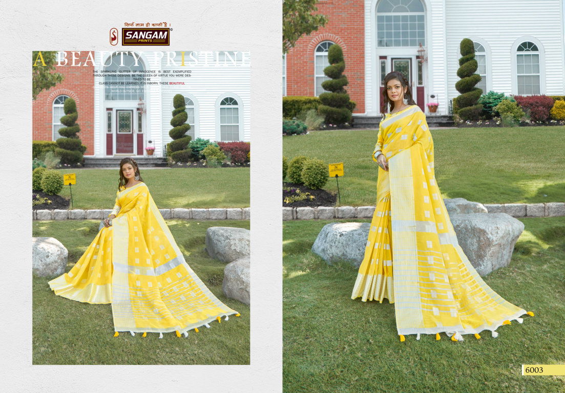 Sangam Blueberry 2 Linen latest fancy Designer casual Wear Cotton Printed Sarees Collection
