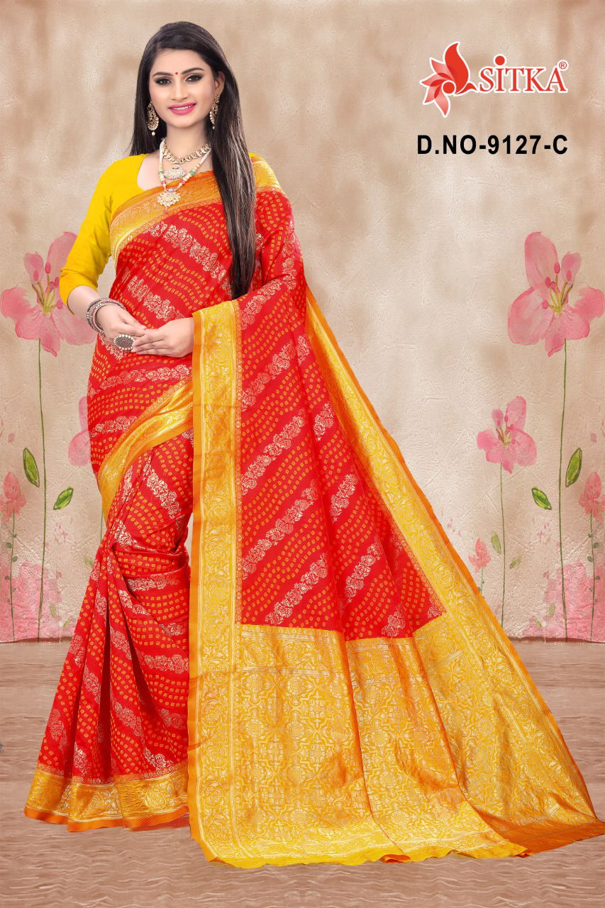 Ujle Sitare 9127 Fancy Designer Festive Wear Heavy Handloom Cotton Silk Saree Latest Collection
