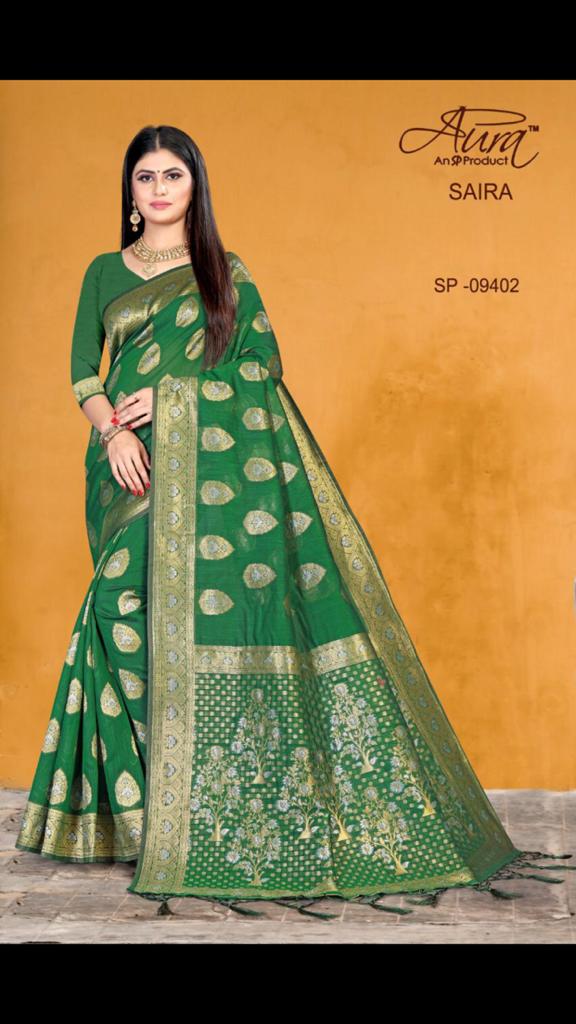 Saira Aura New Designer Cotton Silk Festival Wear Saree Collection
