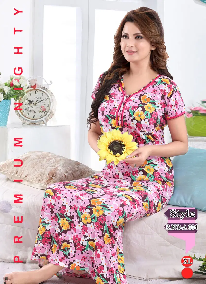 Nighty 217 Latest Printed Comfortable Hosiery sinker Nighty Collection