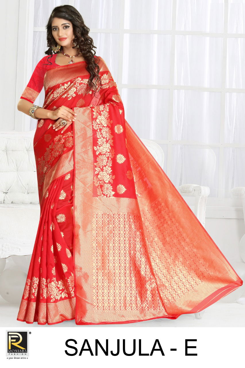 Ronisha Sanjula latest  Fancy Designer Festive Wear Heavy Silk Saree Collection
