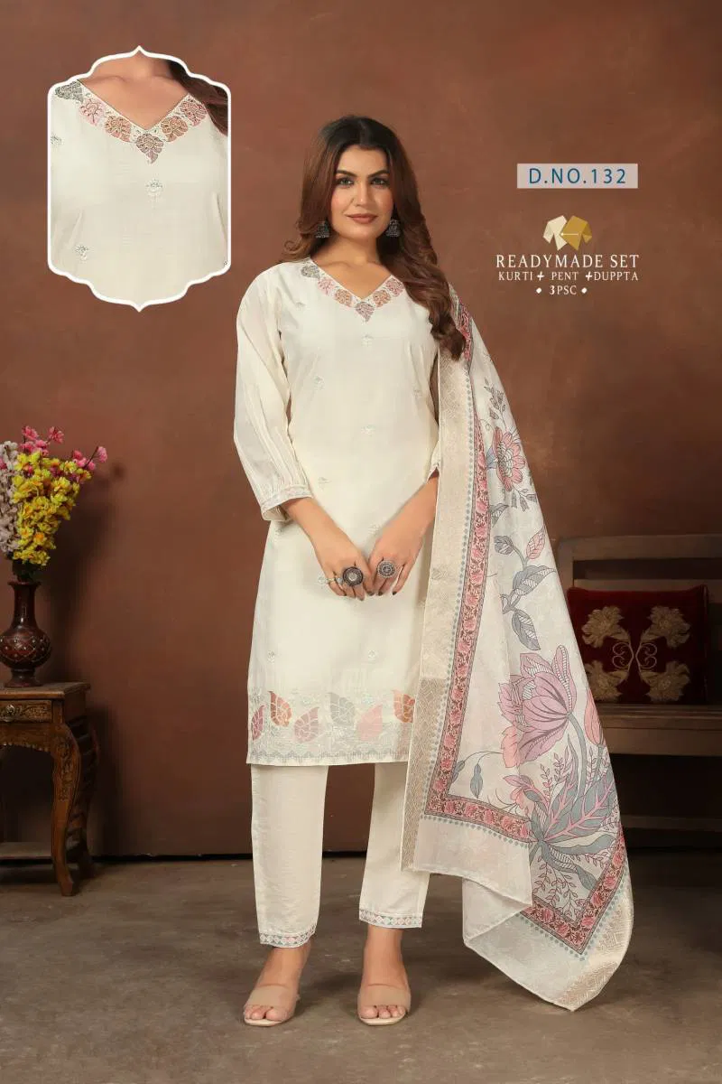 Alinee 132 And 133 Roman Silk Kurti Bottom With Dupatta Bulk Orders In India